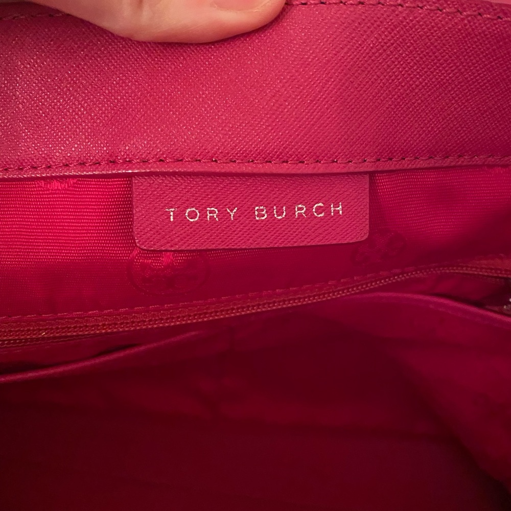 Tory Burch Emerson Large Hot Pink Saffiano Leather Buckle Tote - Picture 12 of 16